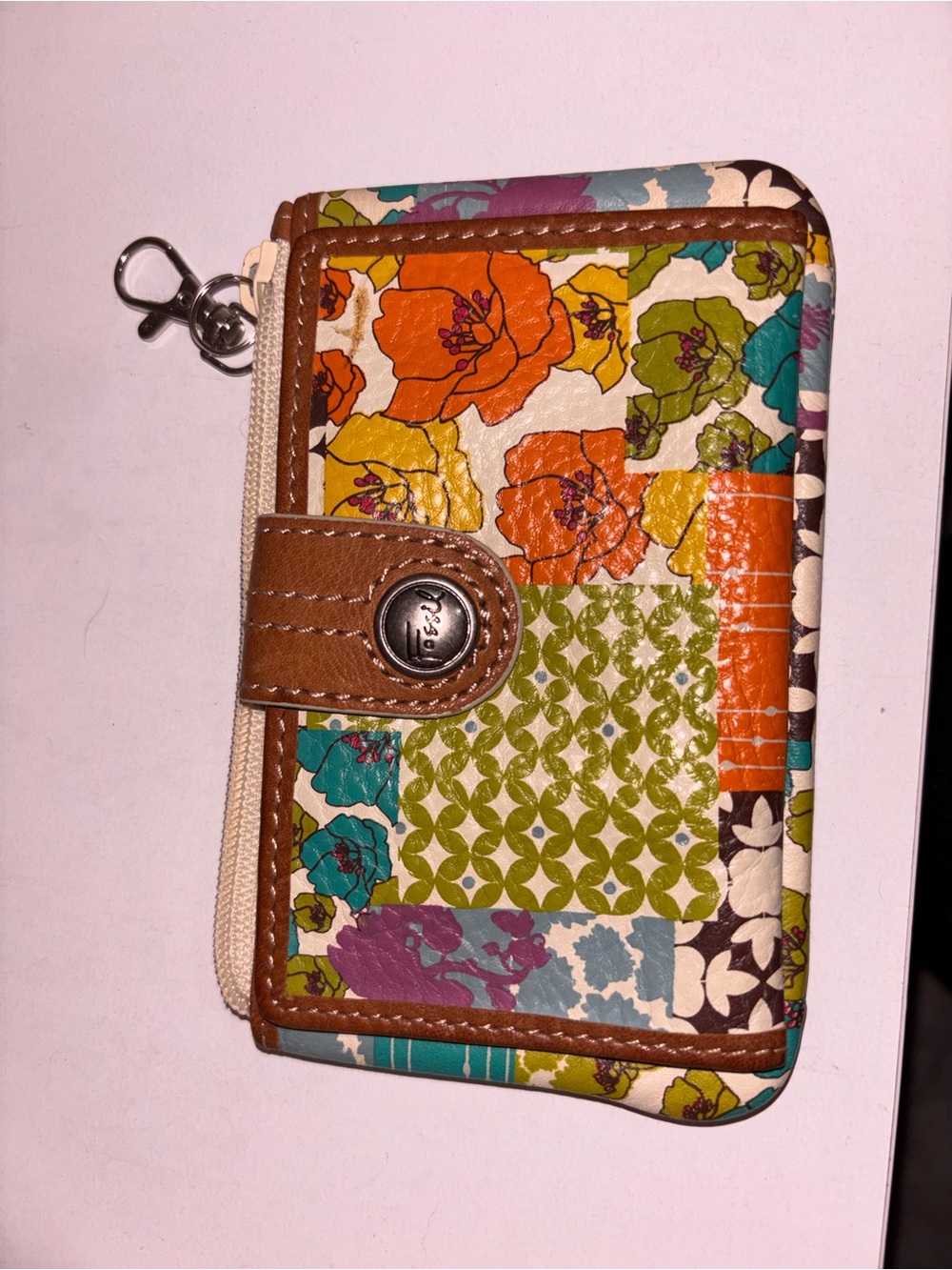 Fossil Floral Patchwork Zip Wallet - Multicolor